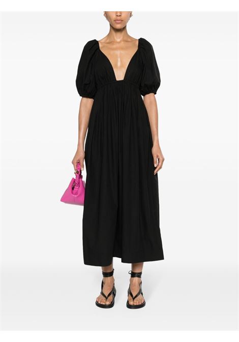 Black V-neck poplin midi dress - women GANNI | F9131099