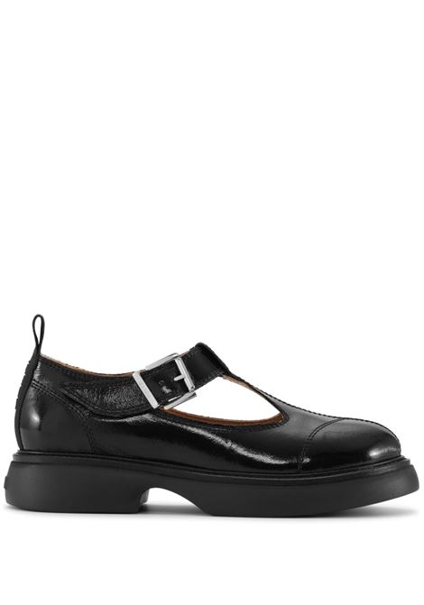 Black cut-out buckle-fastening loafers - women GANNI | S2496004