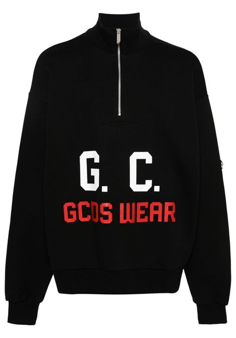 Black logo-print half-zipped sweatshirt - men GCDS | A1CM2501JA699