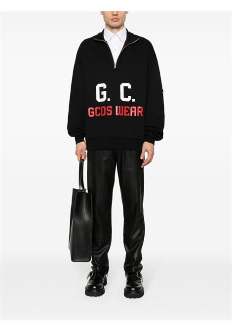 Black logo-print half-zipped sweatshirt - men GCDS | A1CM2501JA699