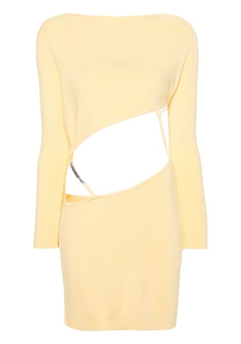Pastel Yellow asymmetric ribbed minidress - women