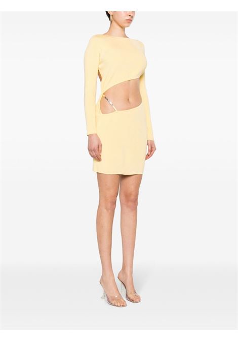 Pastel Yellow asymmetric ribbed minidress - women GCDS | A1CW1002KB720