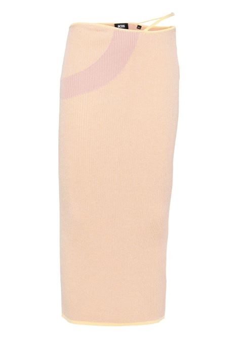 Bbay pink Comma logo-plaque ribbed skirt - women GCDS | A1CW3202KA854