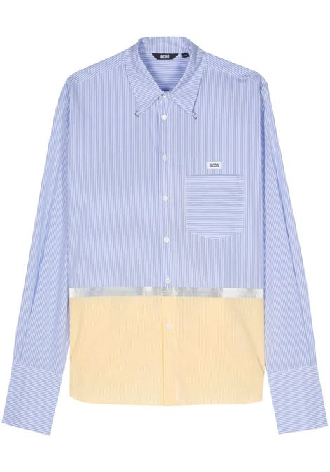 Blue and beige striped two-tone shirt - men GCDS | A1OM2401TC909