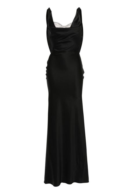 Black crystal-embellished dress - women