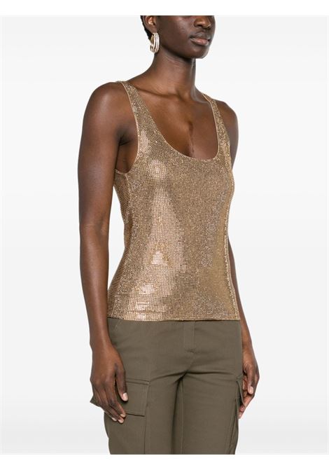 Gold  crystal-embellished mesh top ? women  GIUSEPPE DI MORABITO | 02PSTO178FC0221221TO