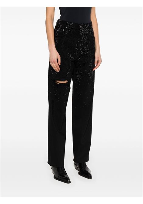 Black crystal-embellished tapered jeans - women GOLDEN GOOSE | GWP00844P00147590100