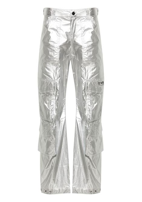 Silver wide-leg cargo trousers - women