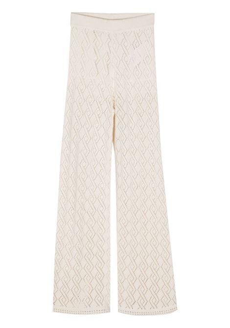 Ecru crochet-knit flared trousers - women GOLDEN GOOSE | GWP01835P00146315103