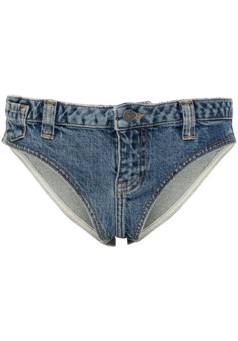 Blue washed-denim brief shorts Guess Usa - women