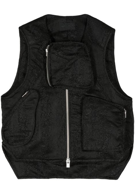 Black Pooled multi-pocket padded vest - men 