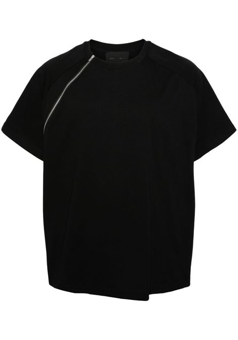 Black Sequence zip-detail cotton T-shirt Heliot Emil - men HELIOT EMIL | T-shirt | HEM09090BLK01