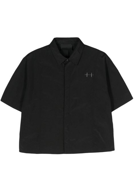 Black logo-appliqu? short-sleeved shirt Heliot Emil - men  HELIOT EMIL | Shirts | SS24M05049BLK01