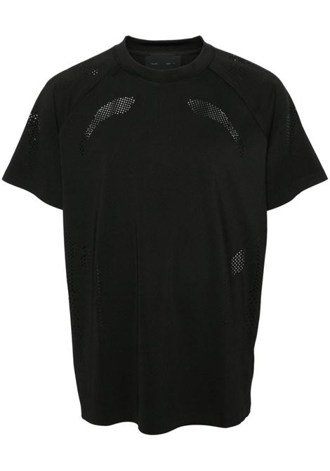 T-shirt a maniche corte con dettagli traforati in nero Heliot Emil - uomo