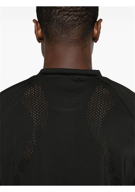Black short-sleeved perforated T-shirt Heliot Emil - men HELIOT EMIL | SS24M09106BLK01