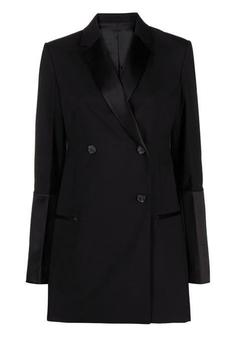 Black double-breasted tuxedo blazer - women HELMUT LANG | N09HW103001