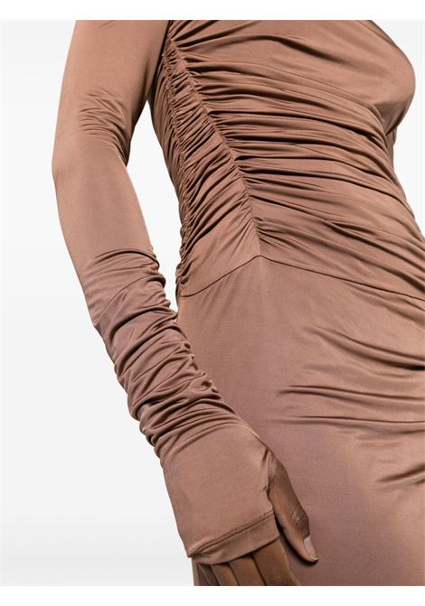 Brown off-shoulder draped maxi dress - women HELMUT LANG | N10HW6030CA
