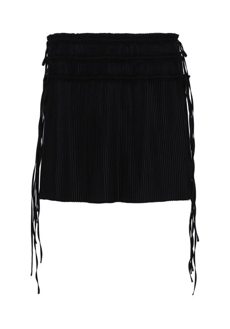 Black strap-detail pleated midi skirt - women HELMUT LANG | O02HW302001
