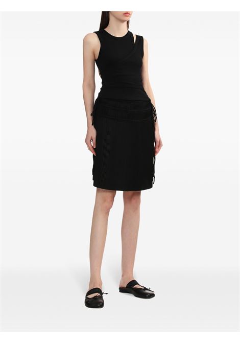 Black strap-detail pleated midi skirt - women HELMUT LANG | O02HW302001