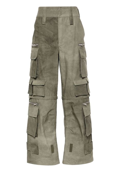 Military green loose-cut cargo trousers - men