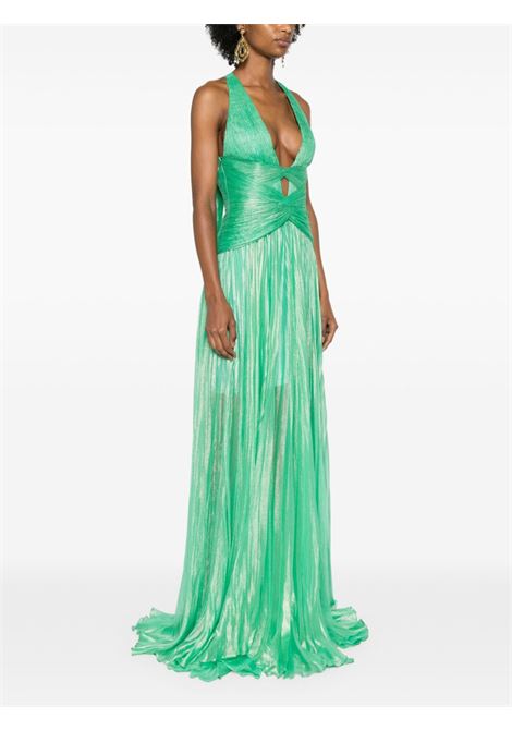 Green lam? pliss?-effect gown Iris Serban - women IRIS SERBAN | 43KARINAGRN