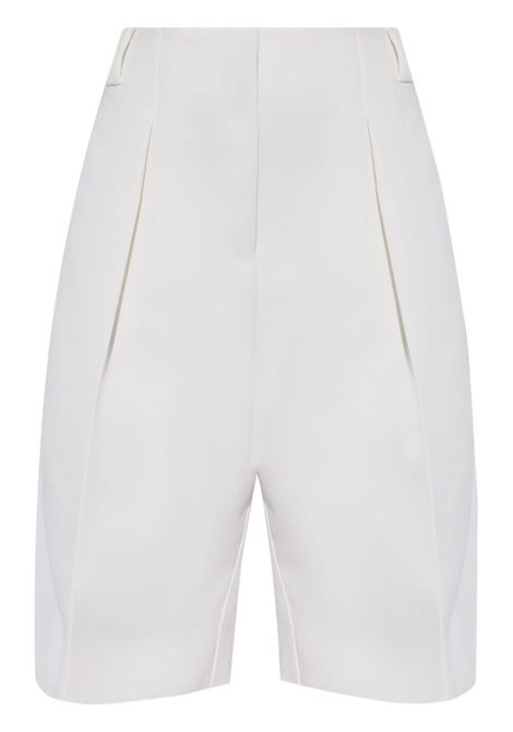White high-rise pleated tailored shorts - women