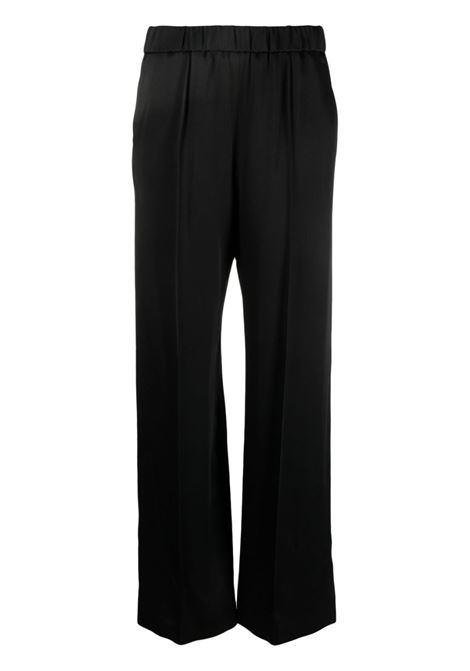 Black split-detail wide-leg trousers  - women
