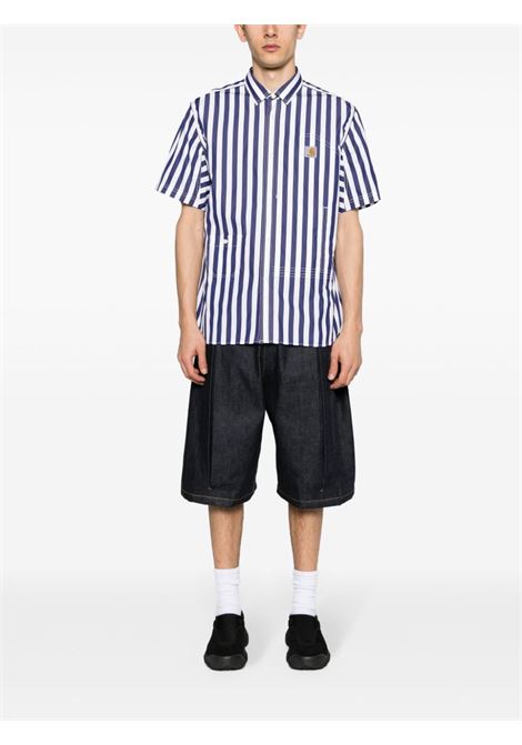 White and blue striped poplin shirt Junya Watanabe x Carhartt WIP - men  JUNYA WATANABE | WMB0221