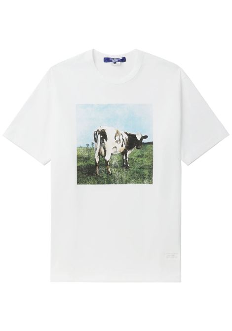 T-shirt con stampa mucca in bianco Junya Watanabe - uomo