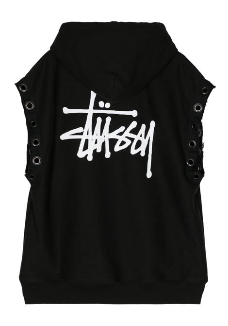 Black x Stussy logo-print sleeveless sweatshirt - men JUNYA WATANABE | WMT9091