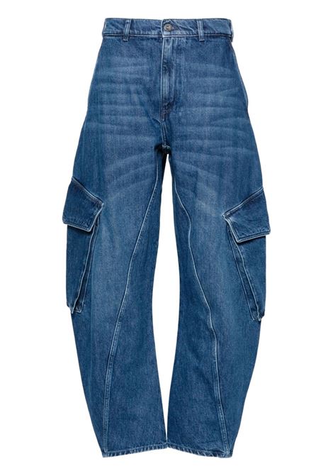 Blue high-waisted wide-leg jeans - women