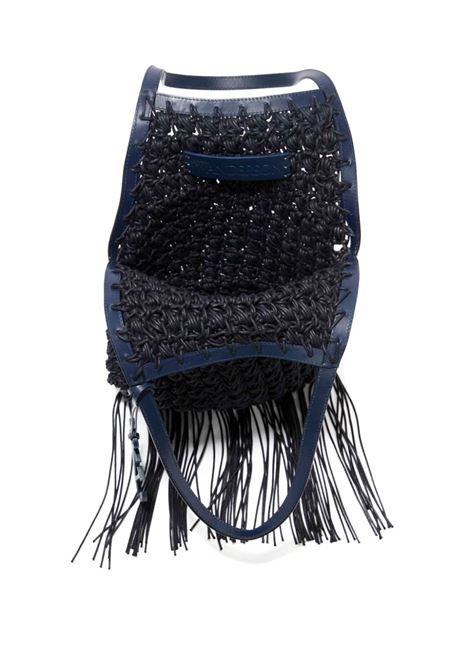 Navy blue popcorn-knit hand bag - women  JW ANDERSON | HB0617FA0305888