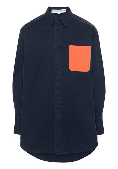 Black and orange oversized contrast pocket shirt - men  JW ANDERSON | SH0310PG1476888