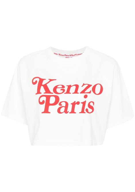 White logo-print cropped T-shirt - women KENZO | FE52TS1104SG02