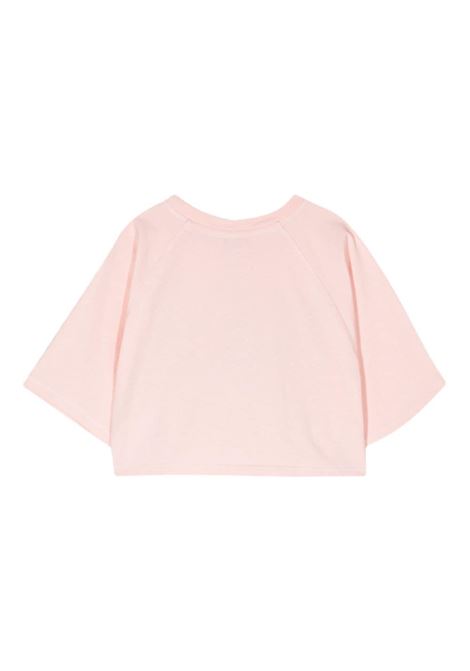 Pink logo-print cropped T-shirt - women KENZO | FE52TS1104SG34