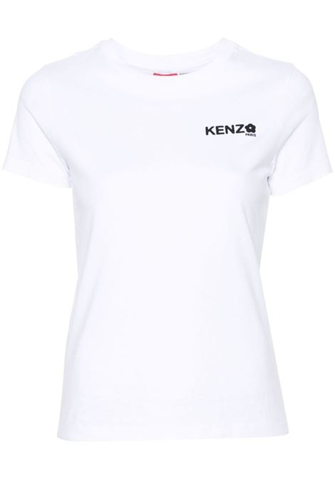 White logo-print T-shirt- women KENZO | FE52TS1114SO01
