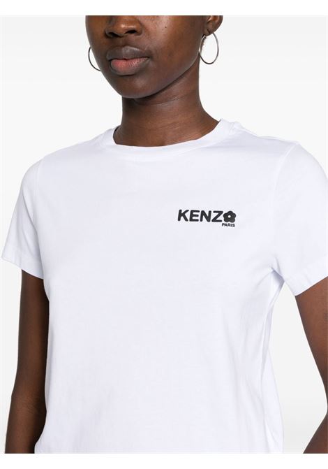 White logo-print T-shirt- women KENZO | FE52TS1114SO01