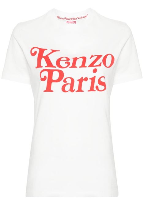 White logo-print T-shirt - women KENZO | FE52TS1184SO02