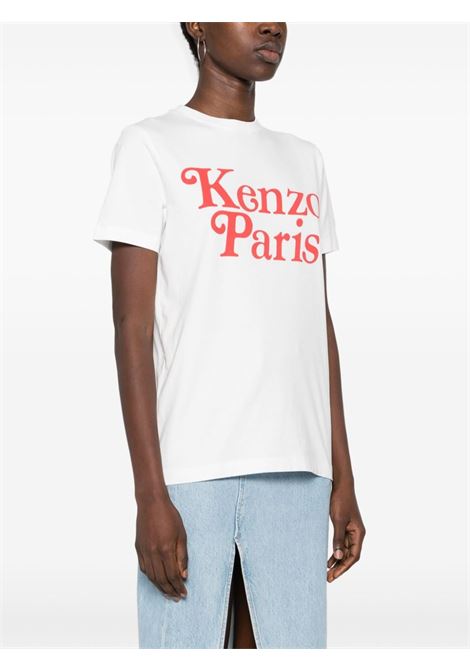 White logo-print T-shirt - women KENZO | FE52TS1184SO02