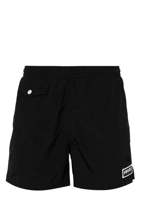 Black logo-patch swim shorts ? men