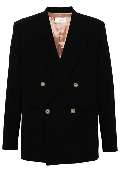 Black peak-lapels double-breasted blazer Laneus - men  LANEUS | Blazers | S4LAMABL006110