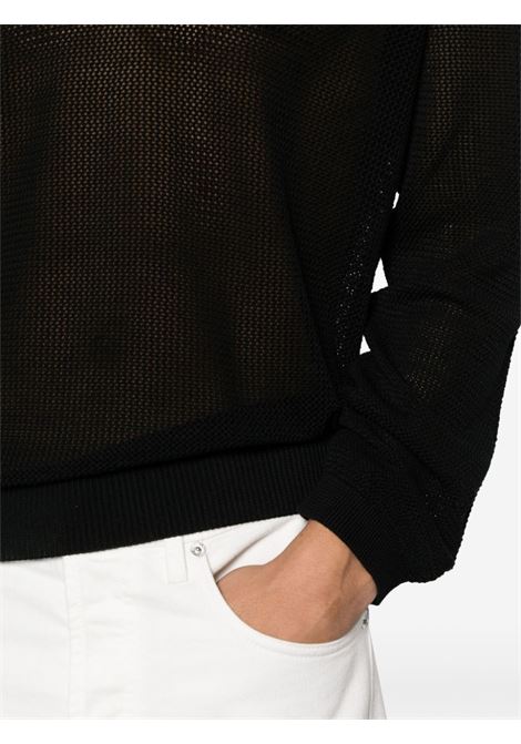 Black open-knit polo top - men LANEUS | S4LAMAKP179110