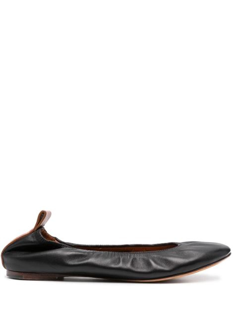 Black round-toe ballerina shoes - women