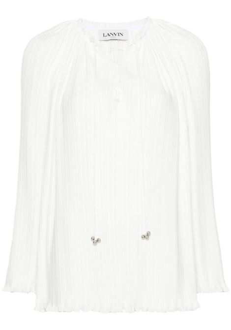 White pliss? lace-up blouse - women LANVIN | RWTO00015904001