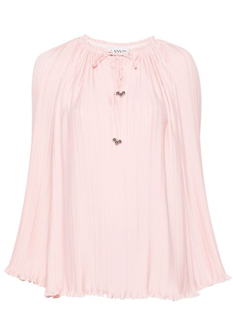 Pink long-sleeve pleated blouse - women LANVIN | RWTO00015904520
