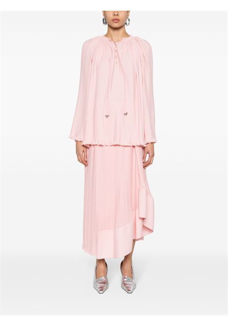 Pink long-sleeve pleated blouse - women LANVIN | RWTO00015904520