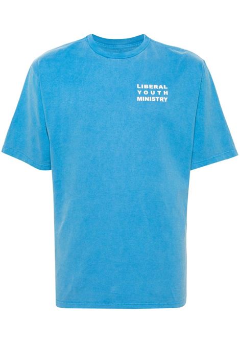 T-shirt con stampa in blu - uomo