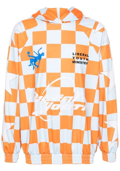 Orange logo checkerboard-print sweatshirt - men
