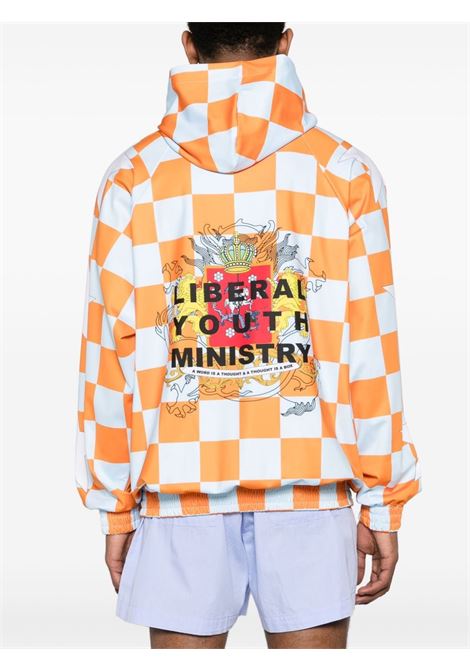 Orange logo checkerboard-print sweatshirt - men LIBERAL YOUTH MINISTRY | LYM05T1241