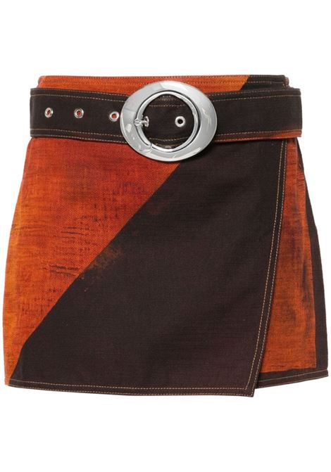 Orange and brown wrap-design denim skirt - women LOUISA BALLOU | 1151112004